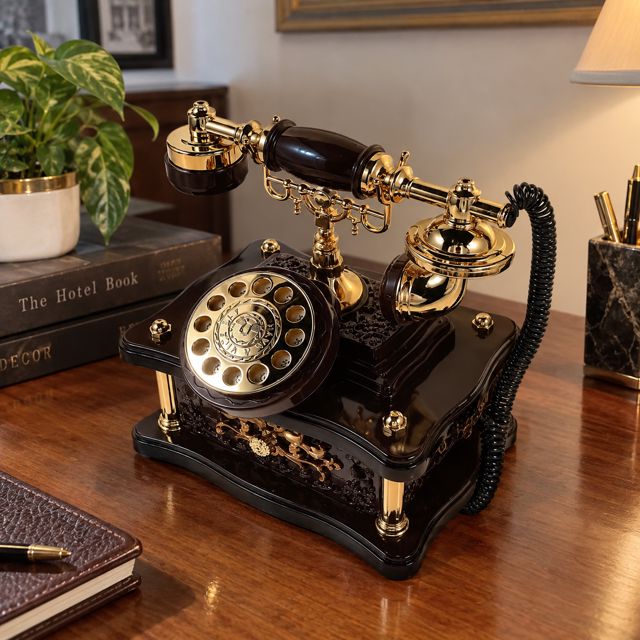 Boîte à musique décoratif sous forme téléphone ancien modèle avec tiroir intégré YL2035-1